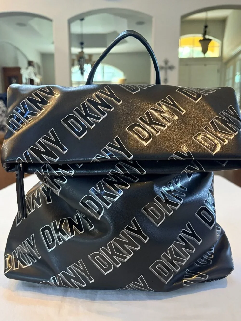 *Brand NEW* DKNY Tilly Foldover Backpack Black & White